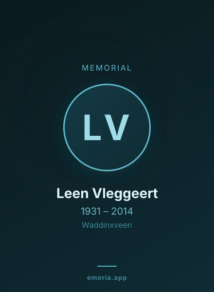 Memorial portrait of Leen Vleggeert