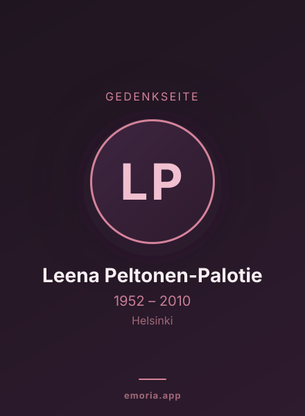 Gedenkportrait von Leena Peltonen-Palotie