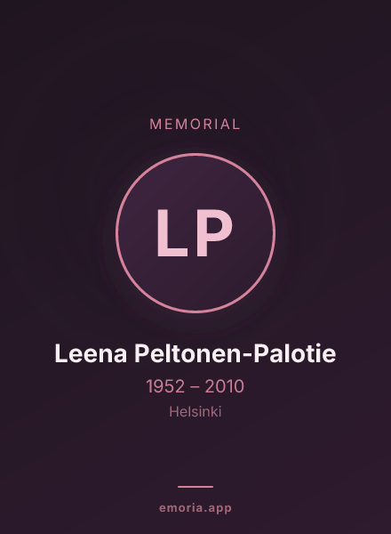 Memorial portrait of Leena Peltonen-Palotie