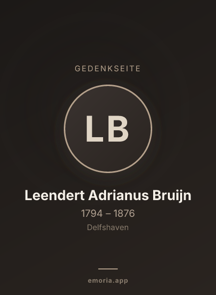 Gedenkportrait von Leendert Adrianus Bruijn