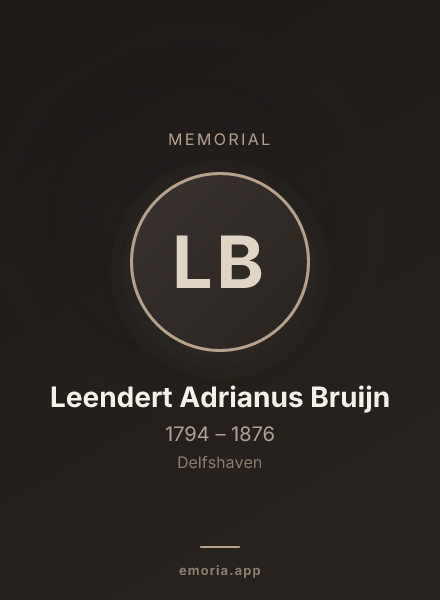 Memorial portrait of Leendert Adrianus Bruijn