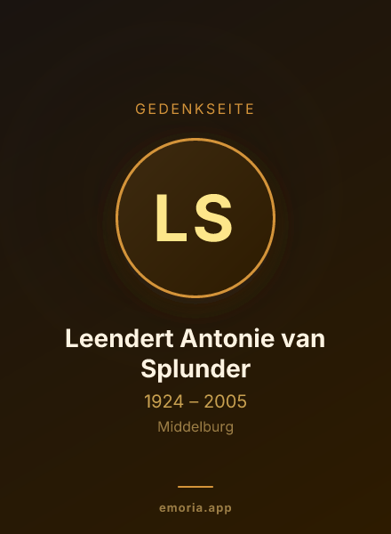 Gedenkportrait von Leendert Antonie van Splunder
