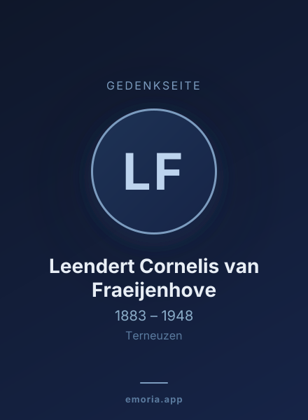 Gedenkportrait von Leendert Cornelis van Fraeijenhove