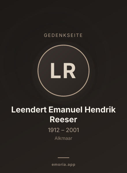 Gedenkportrait von Leendert Emanuel Hendrik Reeser