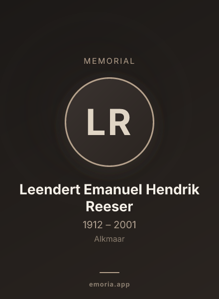 Memorial portrait of Leendert Emanuel Hendrik Reeser