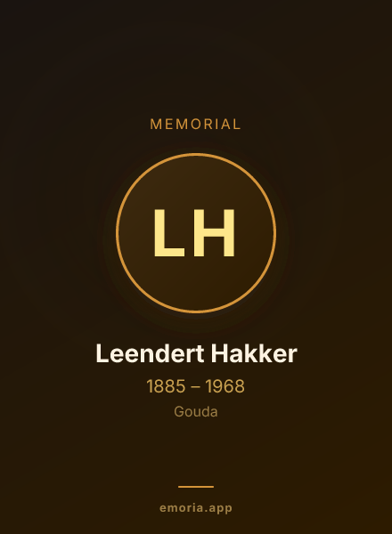 Memorial portrait of Leendert Hakker