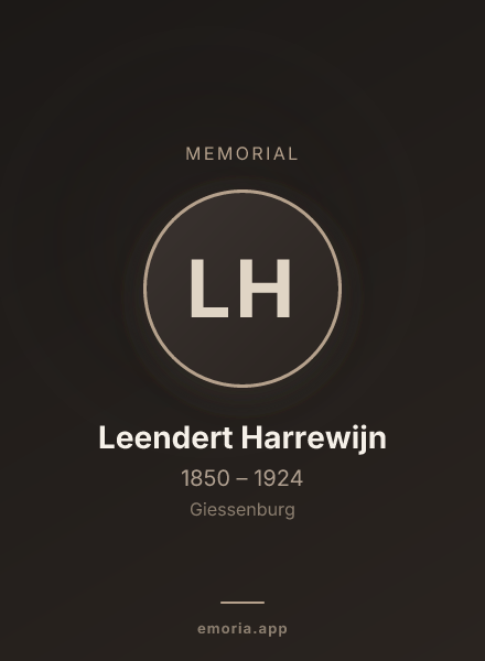 Memorial portrait of Leendert Harrewijn