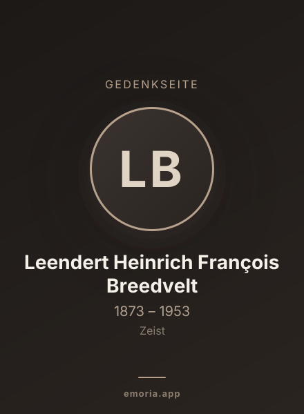 Gedenkportrait von Leendert Heinrich François Breedvelt
