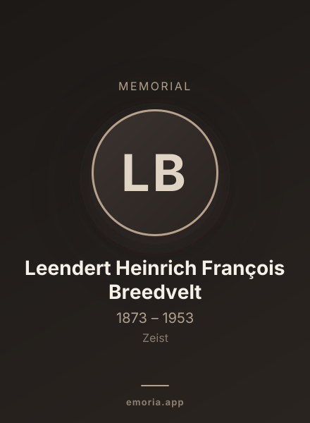 Memorial portrait of Leendert Heinrich François Breedvelt