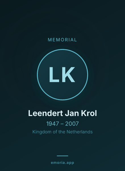 Memorial portrait of Leendert Jan Krol