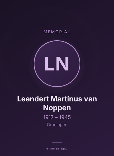 Memorial portrait of Leendert Martinus van Noppen
