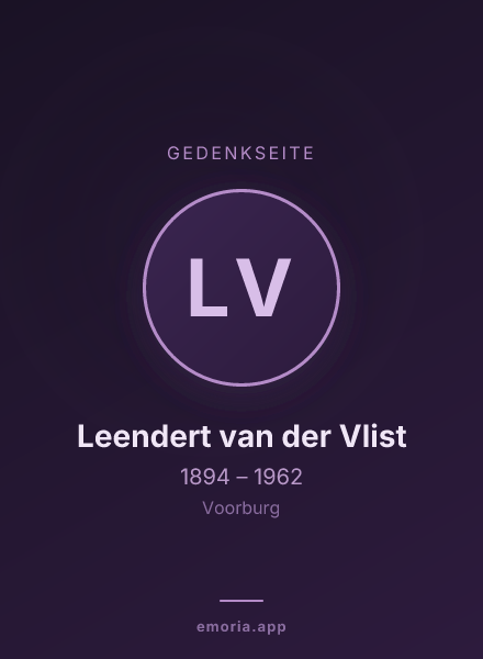 Gedenkportrait von Leendert van der Vlist