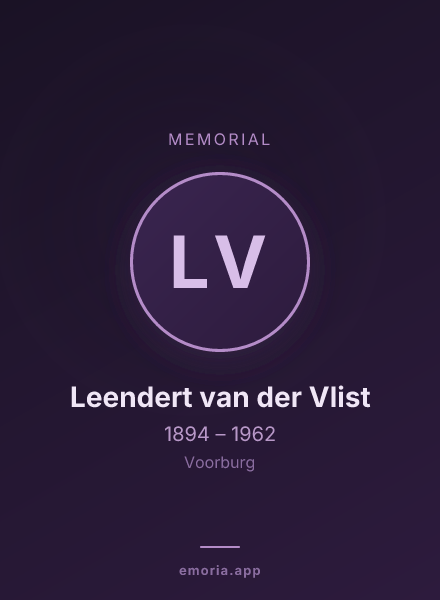 Memorial portrait of Leendert van der Vlist