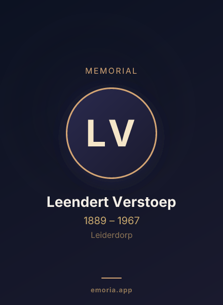Memorial portrait of Leendert Verstoep