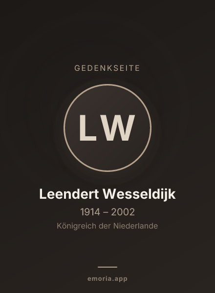 Gedenkportrait von Leendert Wesseldijk