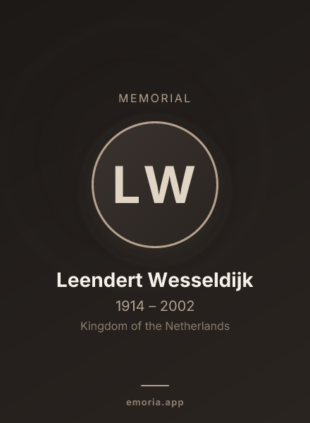 Memorial portrait of Leendert Wesseldijk