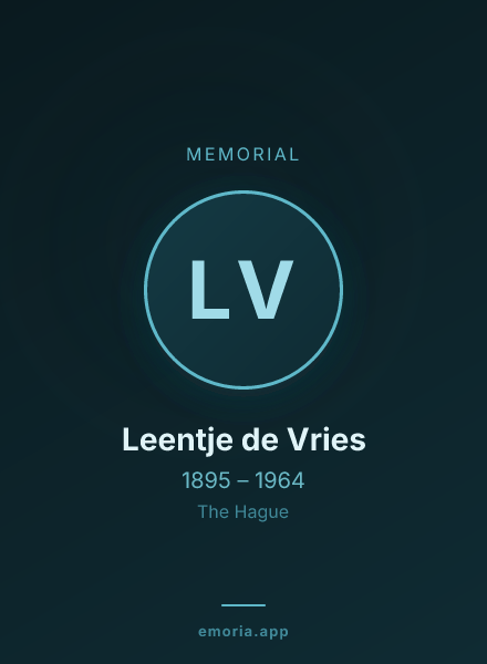 Memorial portrait of Leentje de Vries