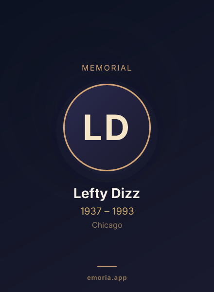 Memorial portrait of Lefty Dizz