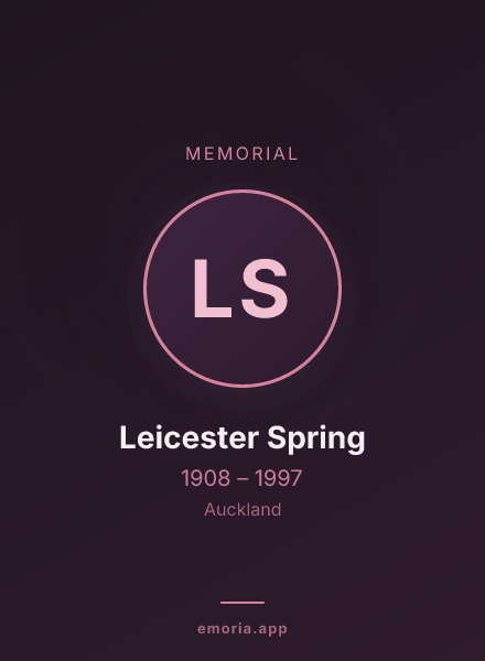 Memorial portrait of Leicester Spring
