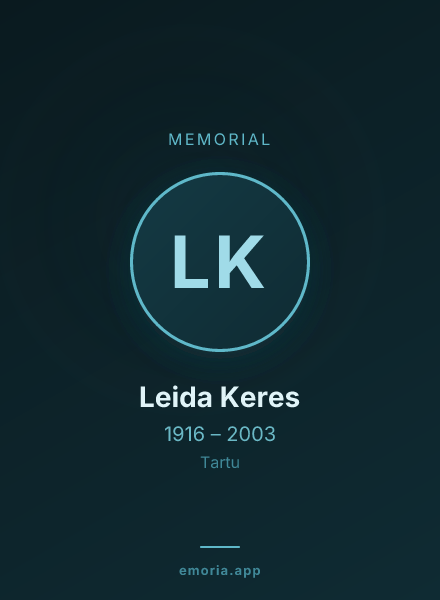 Memorial portrait of Leida Keres