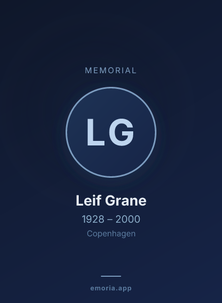 Memorial portrait of Leif Grane