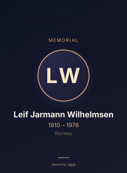Memorial portrait of Leif Jarmann Wilhelmsen