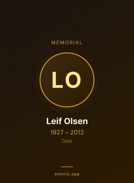 Memorial portrait of Leif Olsen