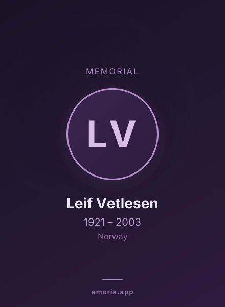 Memorial portrait of Leif Vetlesen