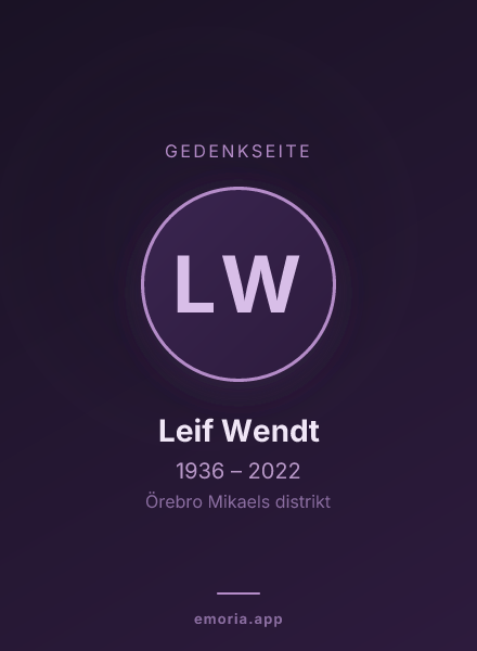 Gedenkportrait von Leif Wendt