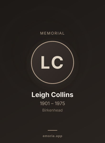 Memorial portrait of Leigh Collins