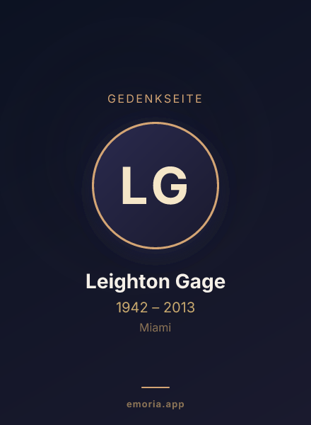 Gedenkportrait von Leighton Gage
