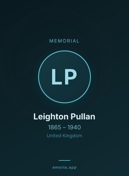Memorial portrait of Leighton Pullan