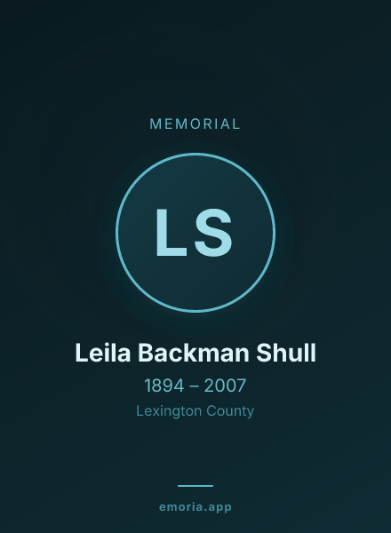 Memorial portrait of Leila Backman Shull
