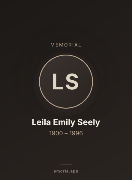 Memorial portrait of Leila Emily Seely
