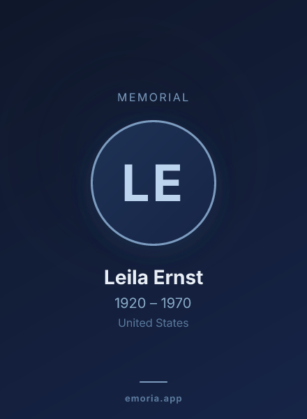 Memorial portrait of Leila Ernst