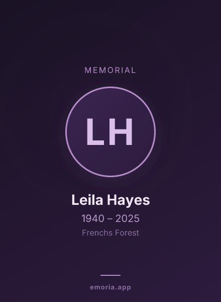 Memorial portrait of Leila Hayes
