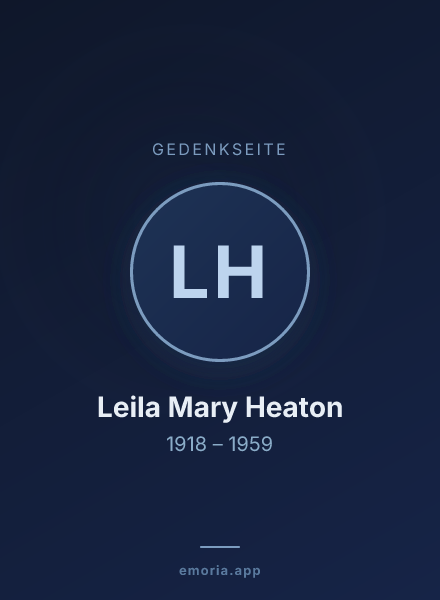 Gedenkportrait von Leila Mary Heaton
