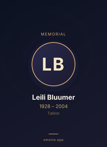 Memorial portrait of Leili Bluumer