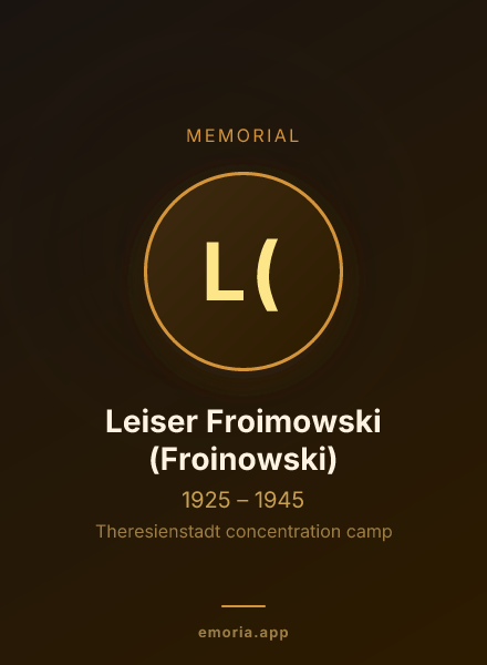 Memorial portrait of Leiser Froimowski (Froinowski)