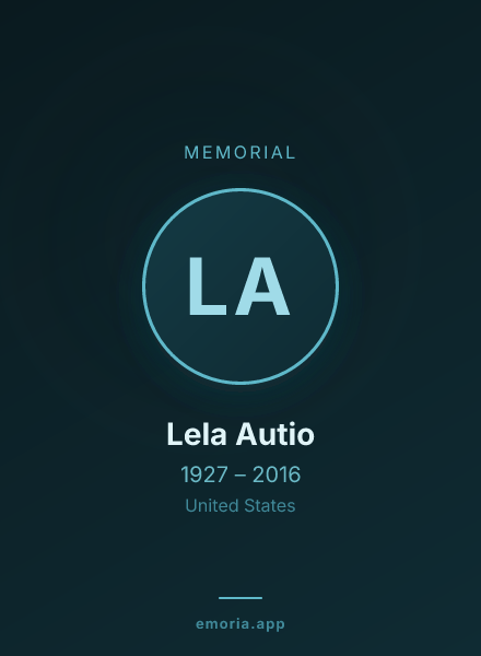 Memorial portrait of Lela Autio