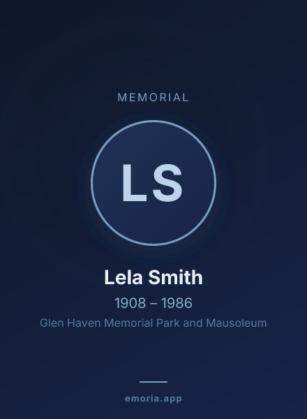 Memorial portrait of Lela Smith