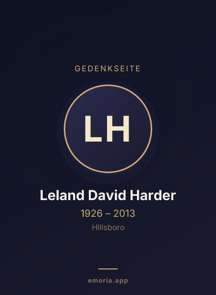 Gedenkportrait von Leland David Harder