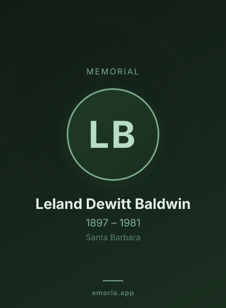 Memorial portrait of Leland Dewitt Baldwin