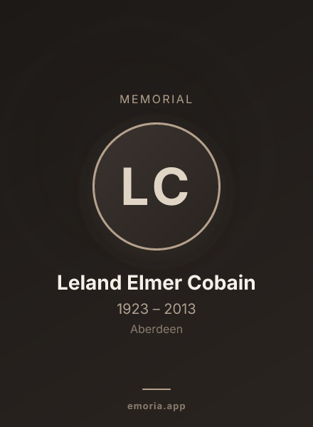 Memorial portrait of Leland Elmer Cobain