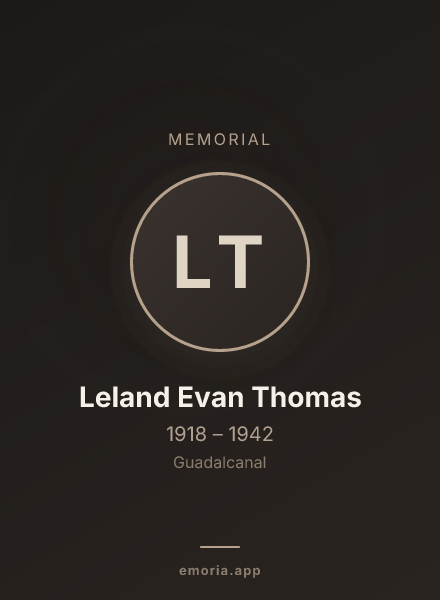 Memorial portrait of Leland Evan Thomas