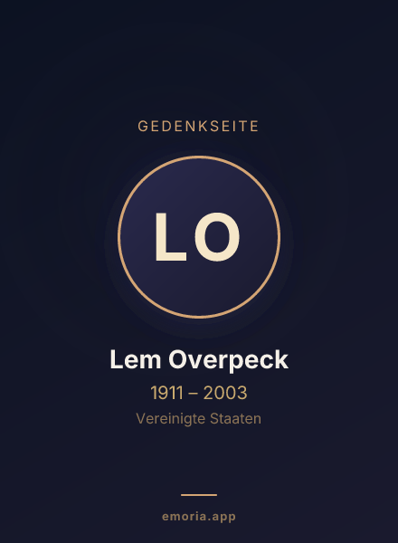 Gedenkportrait von Lem Overpeck
