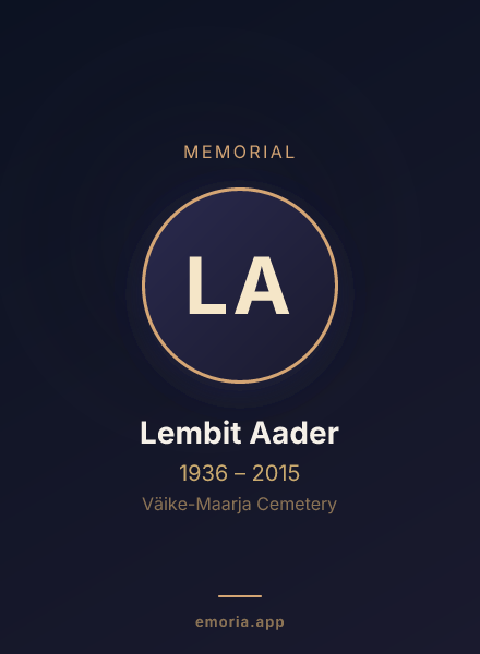 Memorial portrait of Lembit Aader