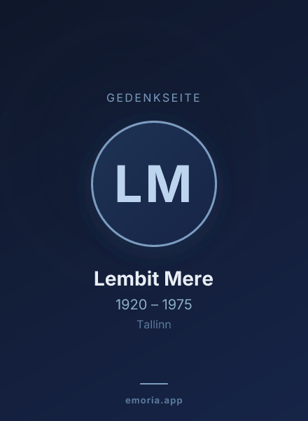 Gedenkportrait von Lembit Mere