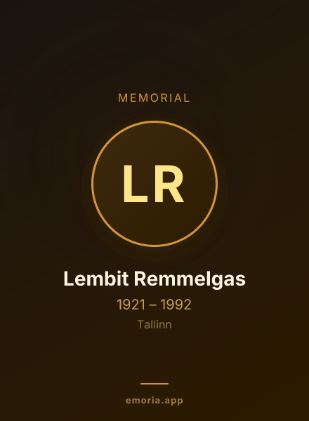 Memorial portrait of Lembit Remmelgas