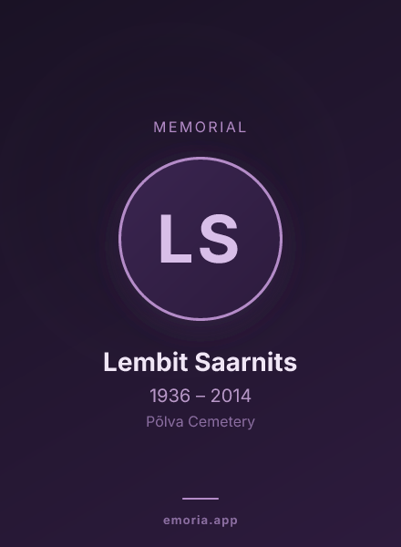 Memorial portrait of Lembit Saarnits